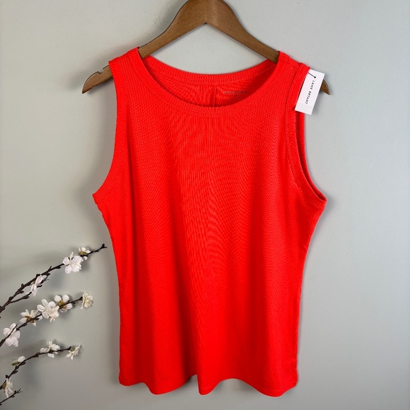 Lane Bryant Tops - Lane Bryant Neon Orange Ribbed High neck Tank NWT Size 18/20